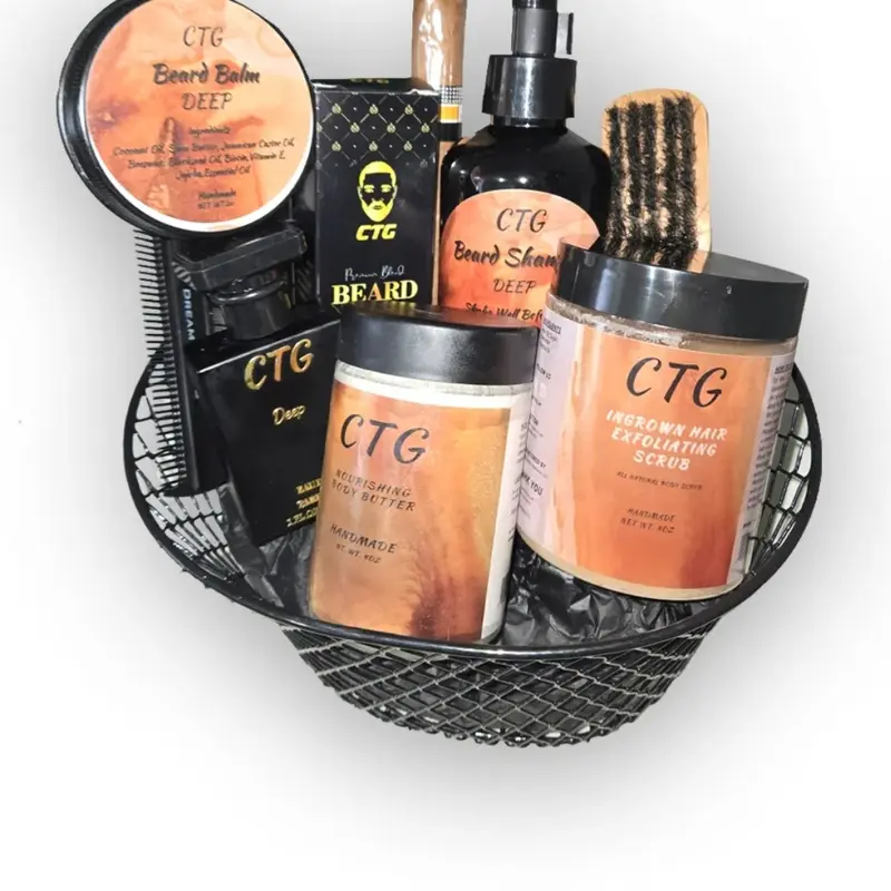CTG Men's Luxurious Grooming Gift Set - Exfoliating Beard Scrub, Beard Shampoo, Conditioner, Balm, Cologne, Body Butter & Comb Brush - Perfect for Birthday or Anniversary