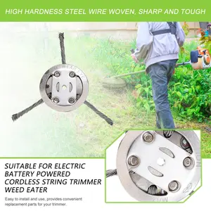 6-Inch Steel Wire Weed Brush Trimmer Head – Ideal for Removing Moss, Grass, and Rust from Pavement, Stone Joints, and Driveways
