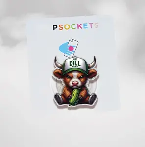 Cute Cow Just Dill With It Phone Grip MagSafe, Cow Print Hat Phone Stand, Cute Snarky Bougie Western Cap Country Cow, Cute Animal Phone Holder, Cow Lover Clipart, Sparkly Phone Accessory