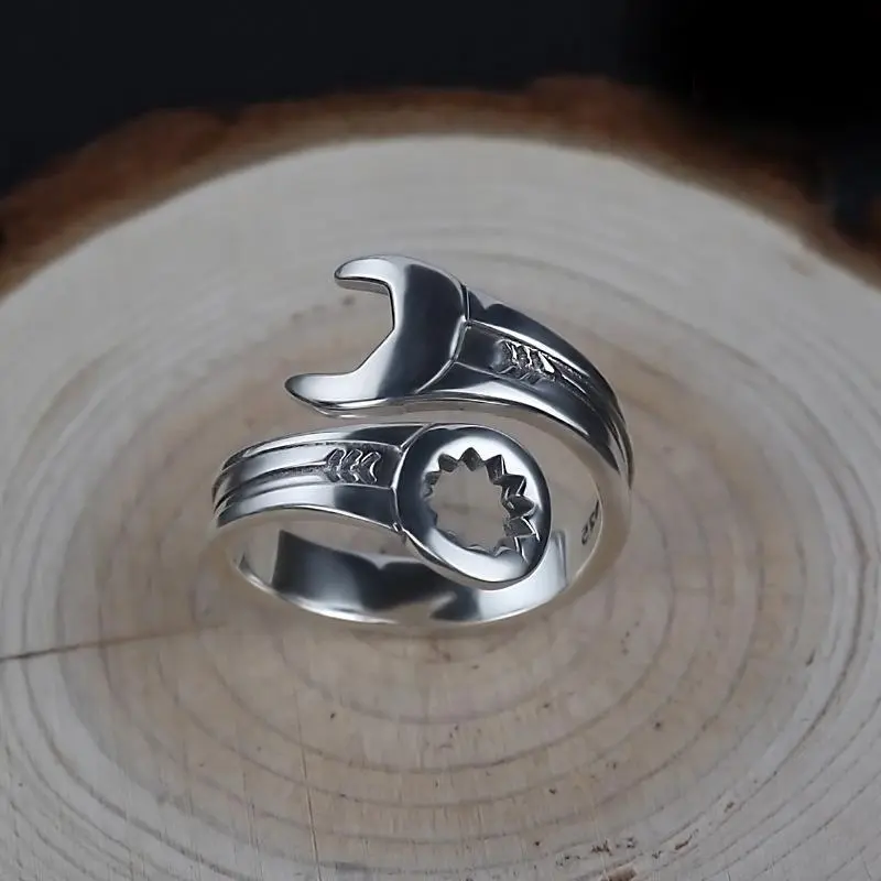 Retro Punk Tool Wrench Ring Men'S Adjustable Jewelry Hip Hop Street Accessories Gift