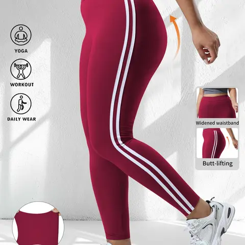 Women's Plus Size High Waist Skinny Pants, Stretchy Soft Fabric, Side Stripes Design, Casual Fashion Essential for Daily Wear, Shaping Leggings, High Waisted Leggings, High Waists Leggings
