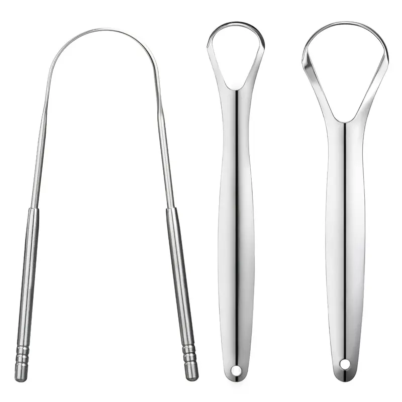 3 PCS Metal Tongue Scraper, Tongue Scrapers for Adults, Stainless Steel Tounge Scrappers, Tounge Scraper, Portable Tongue Scrappers Oral