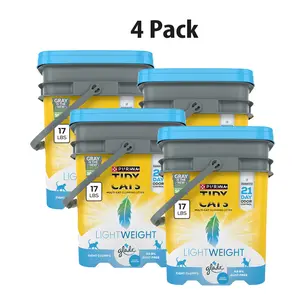4 Pack Lightweight Scented Clumping Cat Litter, Clear Springs Fragrance Multi-Cat Formula, Low Dust, 17 lbs