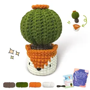 1pc Fox cactus,Perfect for Beginners, Includes Step-by-Step Video Tutorial,Cute Woven Craft and Gift-Giving Essentials(Accessories In Random Color）