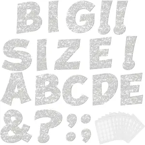 154 Pcs Large 7" Glitter Bulletin Board Letters, Poster Board Letters Alphabet Punctuation Cut Out Cardboard Letters Accessories for Classroom Display Decorating Supplies 7inch