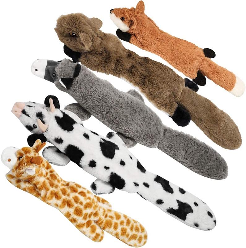 Nocciola 5 PCS Jungle Series Crinkle Dog Toys, No Stuffing Squeaky Dog Toys with Double Layer Reinforced Fabric, Squirrel Fox Cow Dog Toys for Small to Large Dogs, Toybox Canine #backtoschool #sohochic