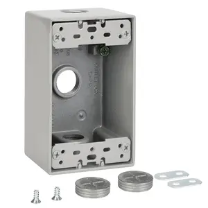 Weatherproof Outlet Box,Three 1/2 Inch Hole Outdoor Electrical Box, Construction Outdoor Outlet Box,CUL Listed for  Improvement,Gray Single Gang Box(1 Pack)