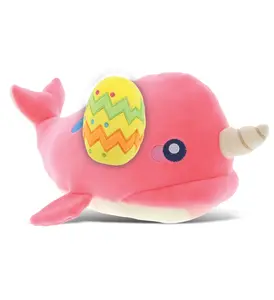 DOLLIBU Super Soft Polyester Plush Easter Egg Stuffed Toy - Baby-Soft Pink Narwhal, Spring Theme Kids' Toy