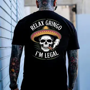 Relax Gringo I’m Legal Mexican Skull Sombrero T-Shirt
