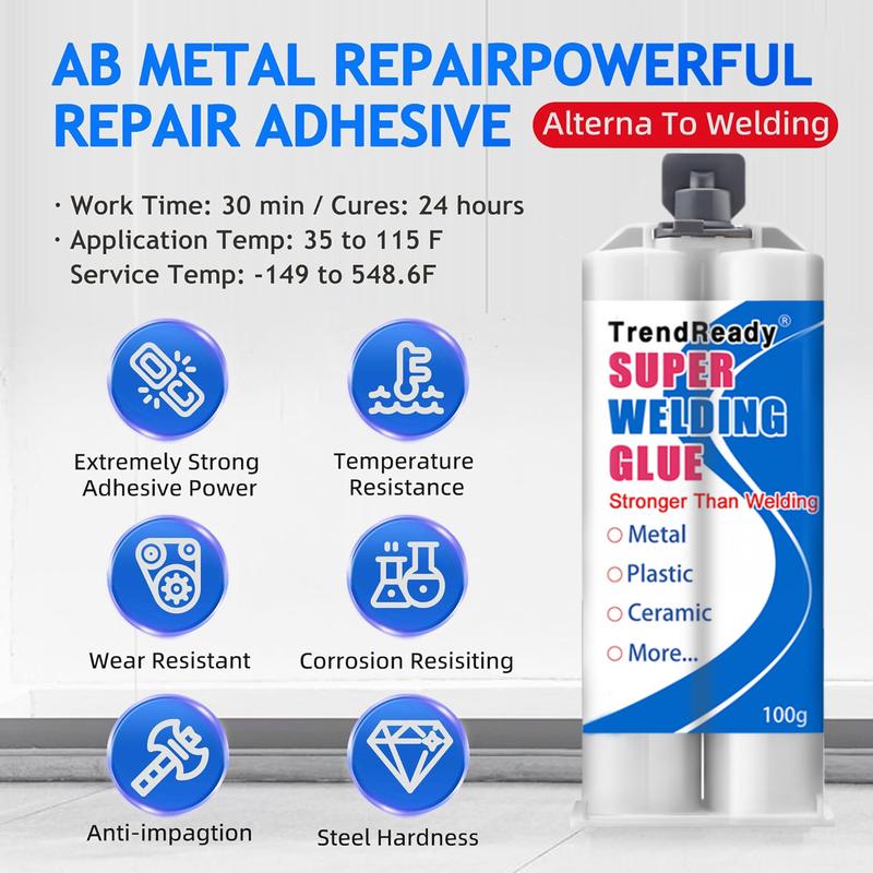 Trendready Super Welding Glue 100g - Stronger Than Welding, Waterproof & Heat Resistant, Industrial Grade Adhesive for Metal, Plastic, Ceramic, Large Capacity