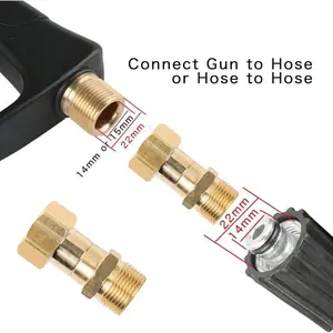 Pressure Washer Swivel Joint, Hose Fitting Connector, Anti-Twist Metric M22 14mm Connection, Practical Power Tool Accessories