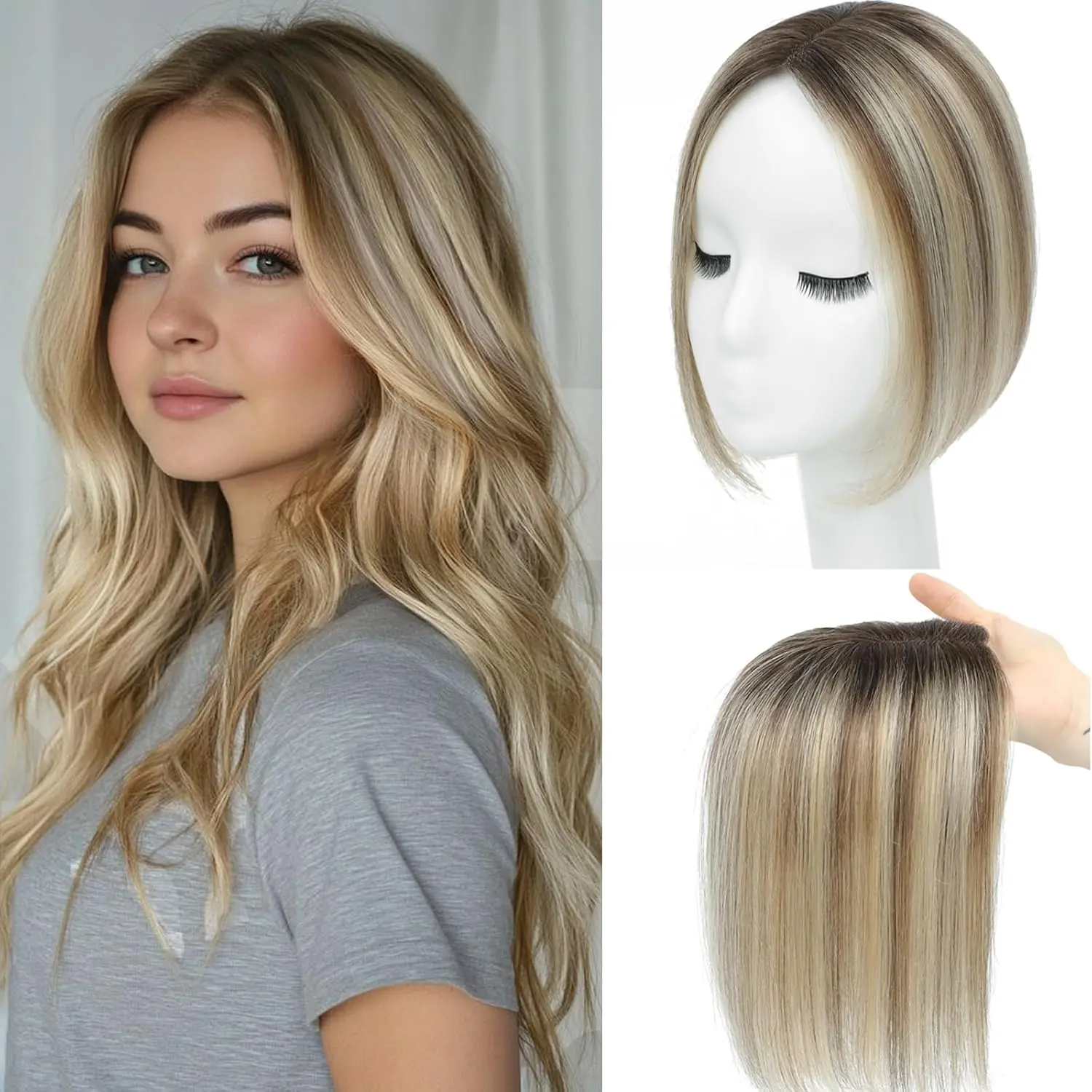 10 Inch Straight Hair Topper, Swiss Lace Base Clip-in Hair Piece for Thinning Hair & Receding Hairline