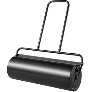 fathersdaygift VEVOR Lawn Roller, 17 Gallon Sand/Water Filled Yard Roller, Steel Sod Roller with Easy-turn Plug and U-Shaped Ergonomic Handle for Convenient Push and Pull, for Lawn, Garden, Farm, Park, Black