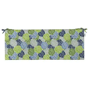 RSH Décor Livi Courtyard Floral Bench Cushion For Indoor Outdoor Use, 72” x 18” x 2” With Ties, Foam Padding