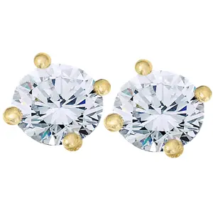 VVS 2 Ct 14k Yellow Gold Moissanite Screw Back Studs 6mm