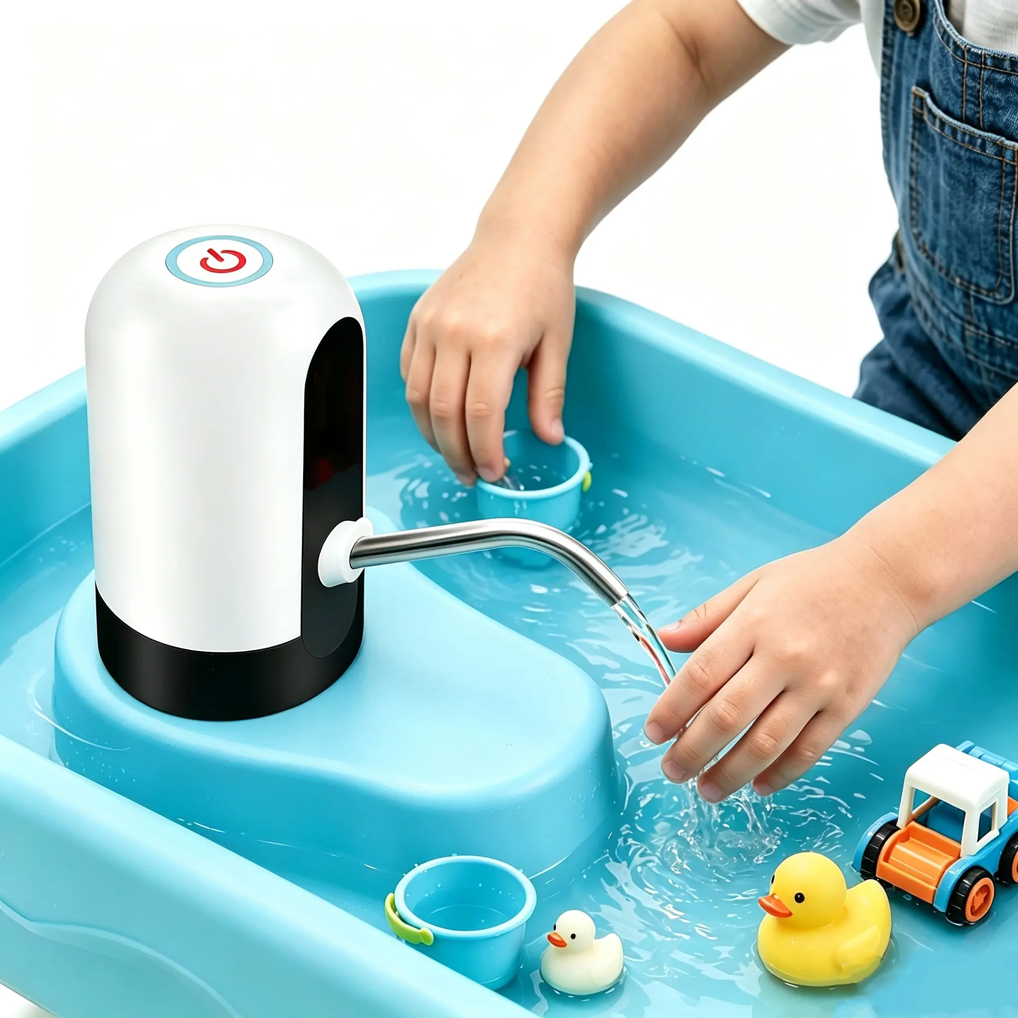 Ultimate Water Table Pump: 3 Hours of Non-Stop Fun Rechargeable Battery Powered Water Pump for Toddlers Water Play Sand Table Toys Accessories Summer Outdoor Game Toys for Kids (（Table not included）