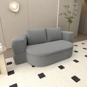 Folding Sofa Bed, Convertible Futon Sleeper Bed, 2-In-1 Foldable Floor Mattress, 2 Pillows, Breathable High-Density Foam, Twin Size, Light, Upholstered Soft Couch