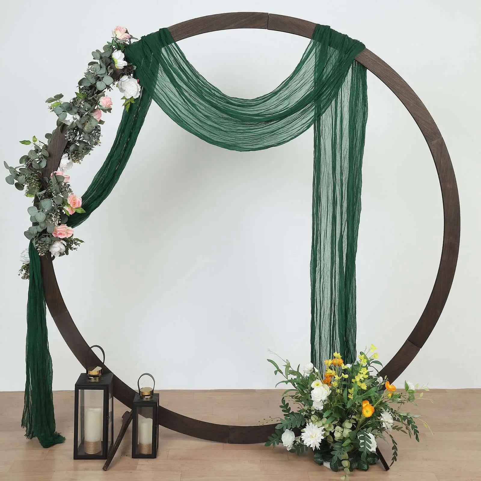 Hunter Emerald Green Gauze Cheesecloth Draping Fabric Curtains - Sheer Texture, Wrinkle Folds, 20ft Window Scarf Valance, Wedding Party Decorations, Bohemian Curtain & Blind Accessories, Birthday