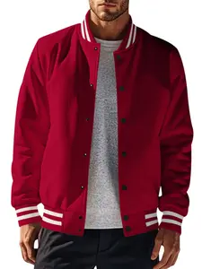 Men's Fleece-Lined Baseball Jacket | Vintage Bomber Style with Stand Collar, Long Sleeve (Winter Windproof, Relaxed Fit for Streetwear & Casual Outfits)