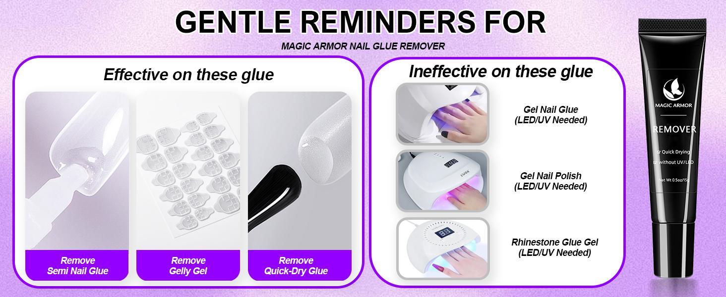 Nail glue with glue remover kit, super strong nail glue 15g for acrylic nails press on nails, 15g glue to remove false nails, strong glue remover, nail polish manicure