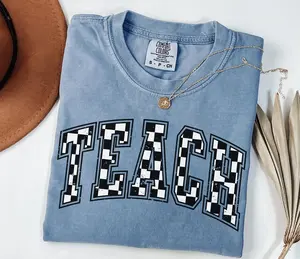 Comfort Colors Vintage Checkered Teacher TShirt Gift for Teacher, Retro Teach Tee, Teacher Appreciation, Teacher Graduation, Student Teacher Gift