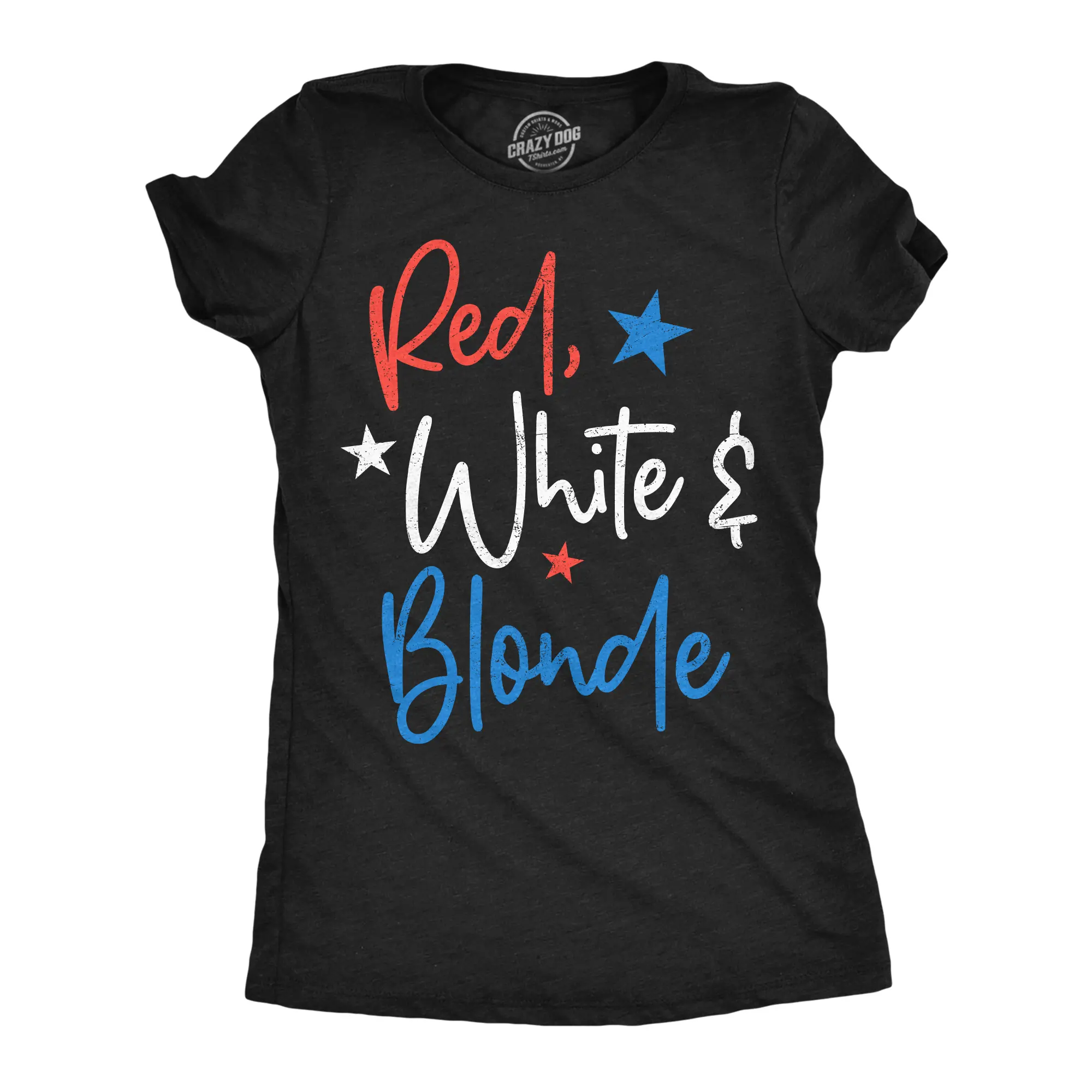 Womens Funny T Shirts Red White And Blonde Sarcastic Fourth Of July Tee For Ladies Funny Womens T Shirts Cute Vintage Fashion Casual Ladies T-Shirt Gift Patriotic Tops for Women Women's Novelty Tees Black -