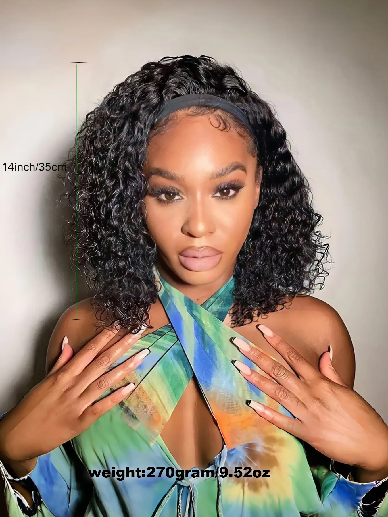 Deep Wave Headband Wig 14 Inch Human Hair Machine Made No Glue No Sew Amazon.com : Youngirl Deep Wave Headband Wig Human Hair 14  main image 4