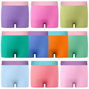 BIG ELEPHANT Girls Underwear 10 Pack Cute Rainbow Prints Sweet Pastel Candy Pop and Solid Colors Soft Breathable 100% Cotton Boxer Briefs for Toddlers Kids Sizes 3T 10Y