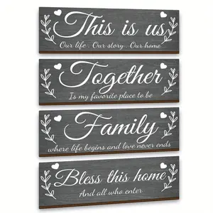 Wooden Wall Decor Sign, 1 Set Letter & Leaf Pattern Wall Art Hanging Decoration, Wall Decor for Home Living Room Bedroom