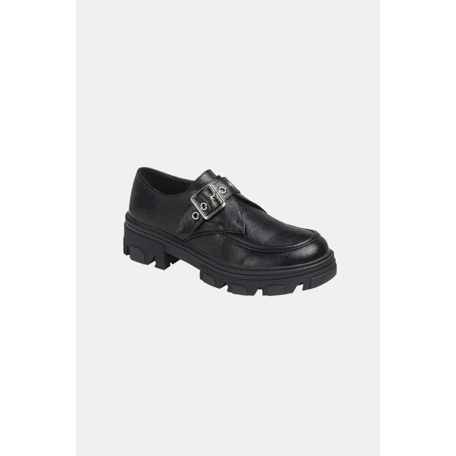 Forever Link Women's Synthetic Buckled Platform Loafer Oxfords - Chunky PU Leather, Rugged Lug Platform Sole, Low Heels, Closed Toe, Slip Resistant, All-Day Support, Casual Sporty Chic Walking Footwear Shoe