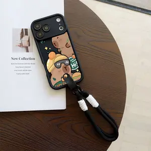 Convenient Lanyard Phone Case with Wrist Strap, Cute Capybara Design, Tpu Anti-Drop Protection, Fits iPhone 6/7/8/x/11/12/13/14/15/16/17 Pro Max