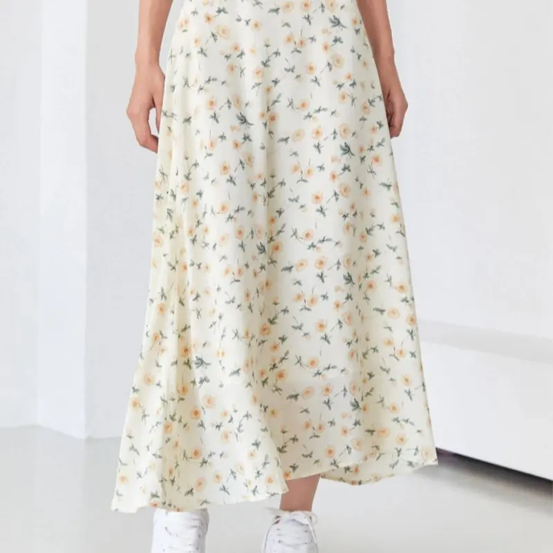 Women's Floral Print Long Skirt, Boho Floral Skirt, Elegant Fashion Casual A Line Skirt for Daily Holiday Vacation Wear, Ladies Bottoms for Summer, Boho Hippie Skirt, Aesthetic Fashionable Skirt