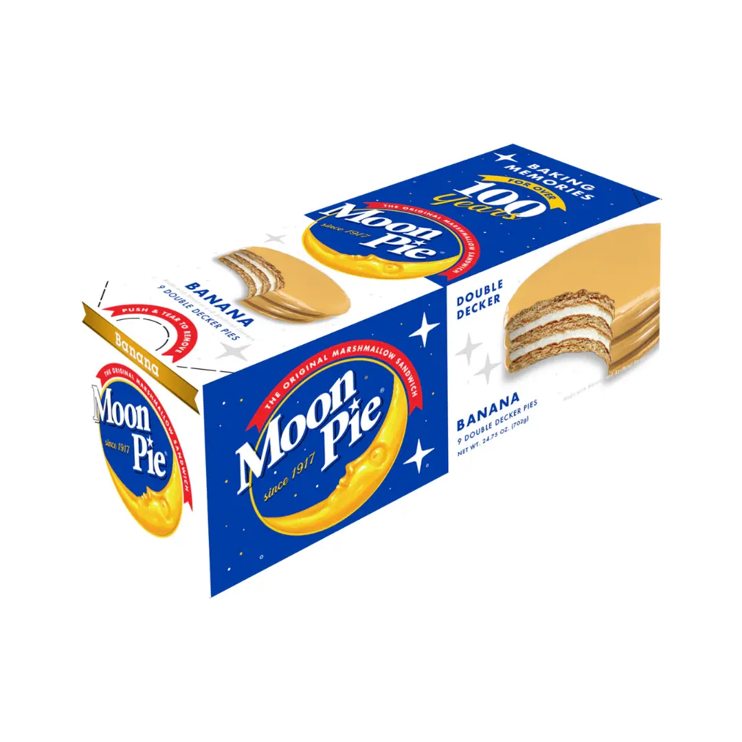 MoonPie Gelatin Marshmallow Sandwich Cookies - 9-Count Snack Pack, Cocoa-Coated, Available in Chocolate, Banana, Vanilla Flavors