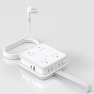 NTONPOWER Flat Plug Power Strip with USB C Ports, GaN 45W USB C Ports, 8 Outlets and 2 USB, 3 Side Outlet Extender with 5 ft Wrapped Extension Cord, Fast Charging for PC, Tablets