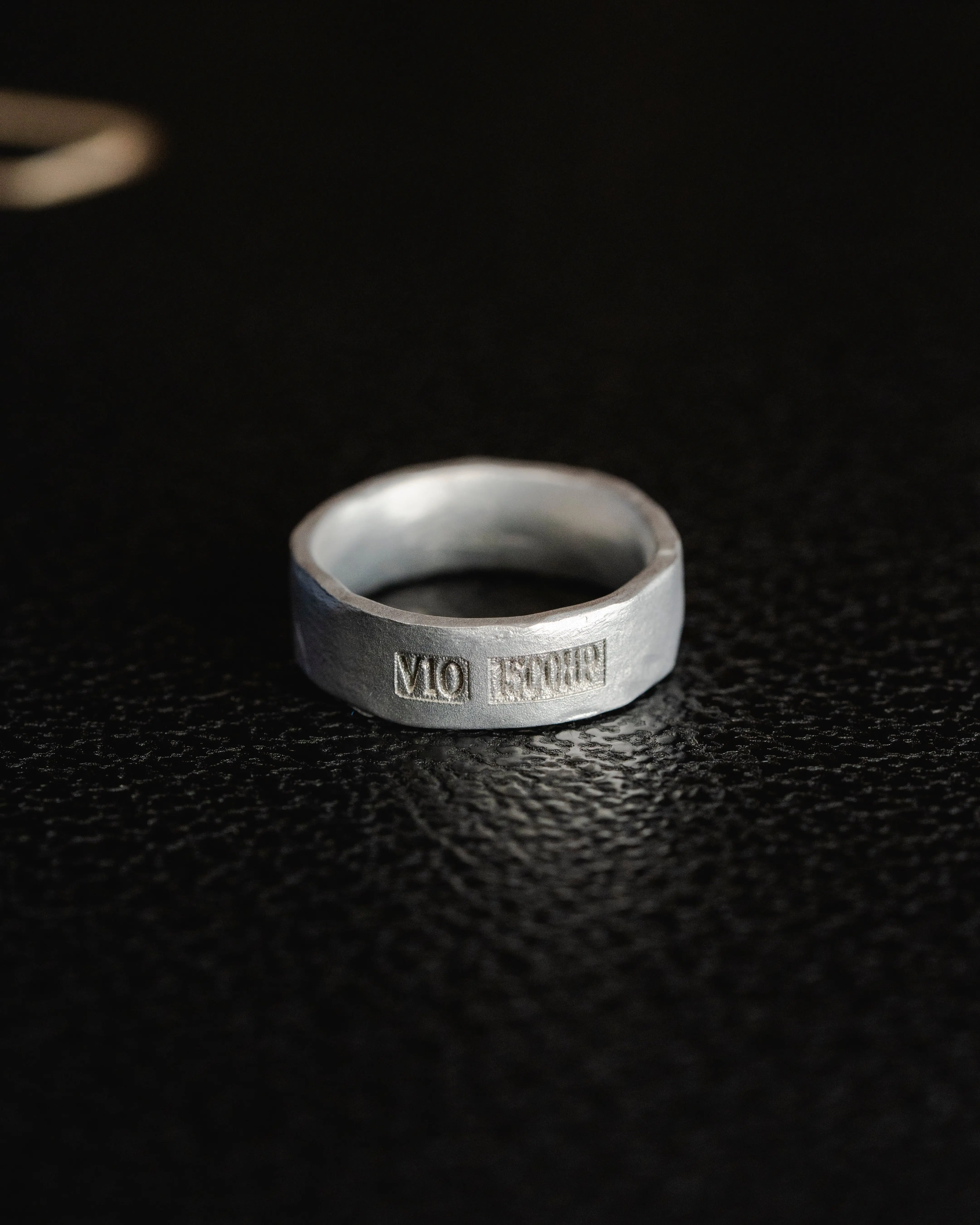 Raw Titanium Ring with Supercar Engine Metal