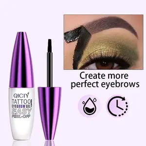 QICITY Waterproof Tattoo Eyebrow Gel Easy Peel-Off Semi-Permanent Long-Lasting Black & Brown Film-Forming Tinting Cream for All Shapes Valentine's & Mother's Day Gift Precision Microblading Pencil 4  tip  brow  pen tint