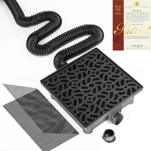 Gutter Downspout Extensions, NAACOO Upgraded 12x12in Catch Basin Low Profile Downspout Extender |   No Deep Dig French Drain, Flexible Pipe Extension to 8.2ft, Protect House Foundation.