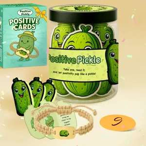 Unique Pickle Jar Gift Set with Positive Messages, Decorative Stress Relief Container, Fun Gift Idea for Friends, 60 Inspirational Cards, Funny Birthday Gifts, Quirky Gift outdoorfun