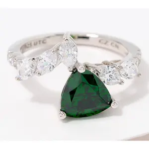 Diamonique x Kathy Levine Trillion Sea Glass Ring, Sterling Silver