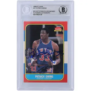 Patrick Ewing New York Knicks Autographed 1986 Fleer Series 1 #32 Beckett Fanatics Witnessed Authenticated Rookie Card - Fanatics Authentic Certified