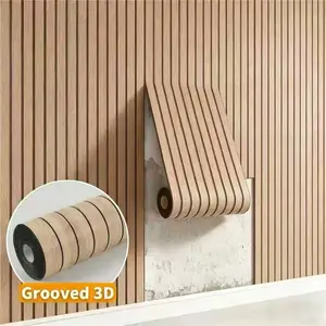 3D Wood Grain Self-Adhesive Wall Sticker, Easy-to-Cut DIY Wall Decor, Waterproof Easy-Clean Geometric Home Decor for Living Room, Kitchen Backsplash self-adhesive wallpaper