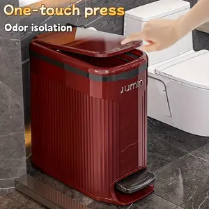 13L Heavy-Duty Plastic Pedal Trash Can, Quiet Slow Close, Odor-Proof Compost Bin, Space-Saving Rectangular Garbage Bin for Home Office