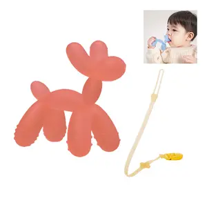 Teething Toy for Baby 0-6, 12, 18 Months Infant, Never Drop Food Grade Silicone Rocking Teether, Prevent Choking & Odorless, Less Dust and Hair Adhesion(Red)