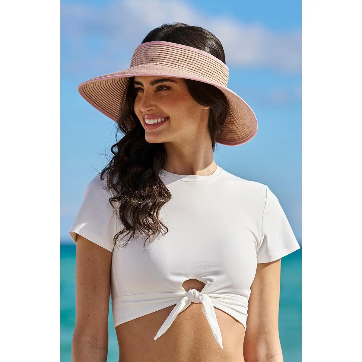 Rolled | Women's Coolibar Packable Braid Visor | Primrose