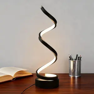 Modern Spiral Table Lamp Dimmable LED Desk Lamp with 3-Colors Options USB Plug-in for Bedroom Living Room Office Nightstand and Bookshelf