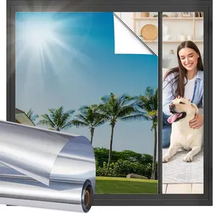 Window Tint for Home Window Privacy Film See Out Not in Reflective One Way Window Film UV Sun Heat Blocking Window Film Static Cling for Home Office (Silver, 17.5 X 78.7 in)