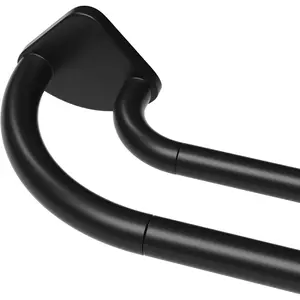 Black Double Curtain Rod 32 to 58 Inches, Blackout Wrap Around Curtain Rod for Windows, 6/8 Inch Room Darkening Telescoping Double Drapery Rod, Easy Install for Rentals & Apartments
