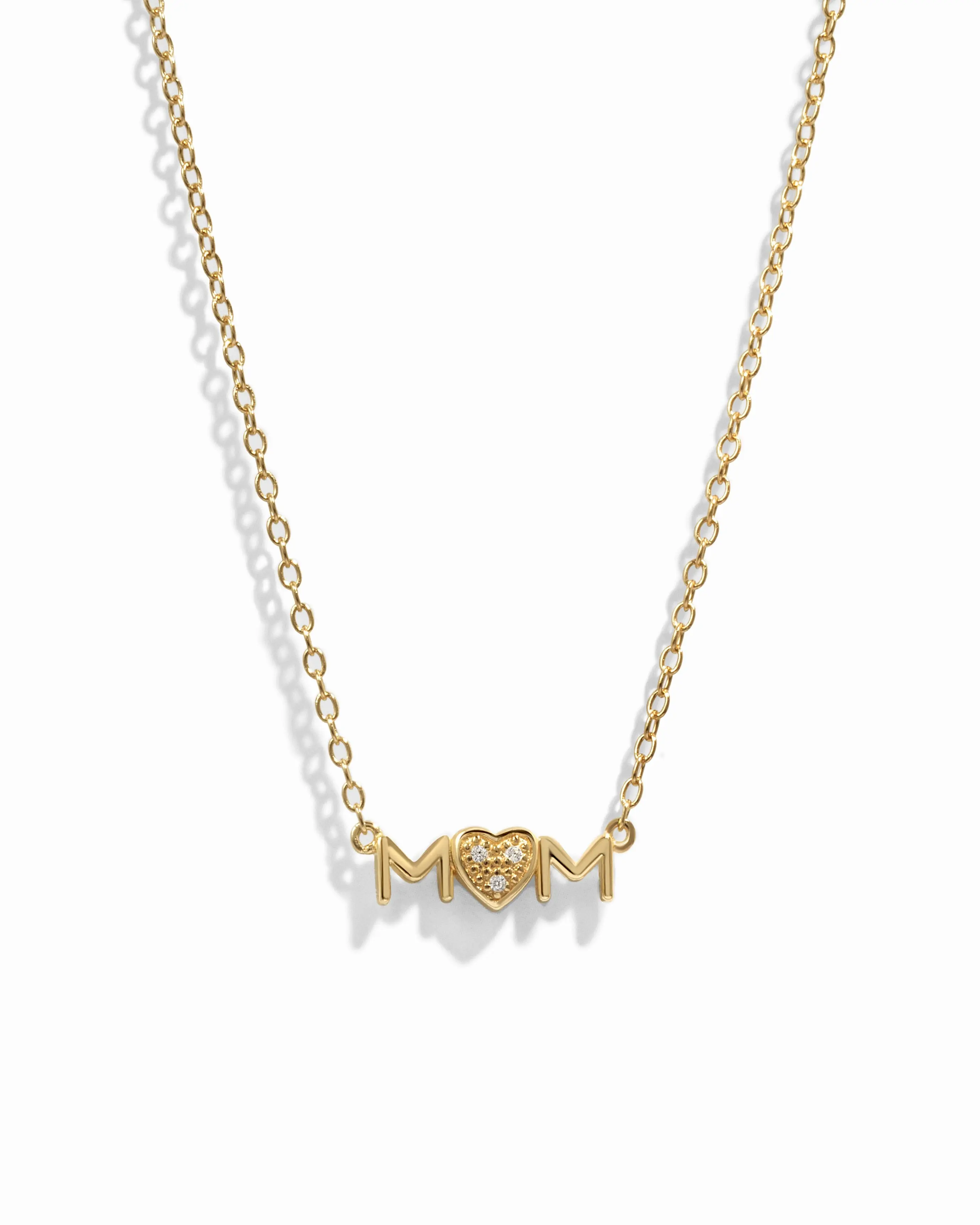 Sami Jewels Mom Heart Necklace, 925 Sterling Silver Necklace, 14K Gold Plated Necklace, Gift for Mom, Mother's Day Necklace, Quality Necklace, Pendant Necklace, Layering Necklace 