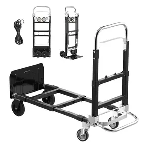 VEVOR Aluminum Folding Hand Truck, 2 in 1 Design 1000 lbs Capacity, Heavy Duty Industrial Collapsible cart, Dolly Cart with Rubber Wheels for Transport and Moving in Warehouse, Supermarket, GardenVEVOR Super Brand Day