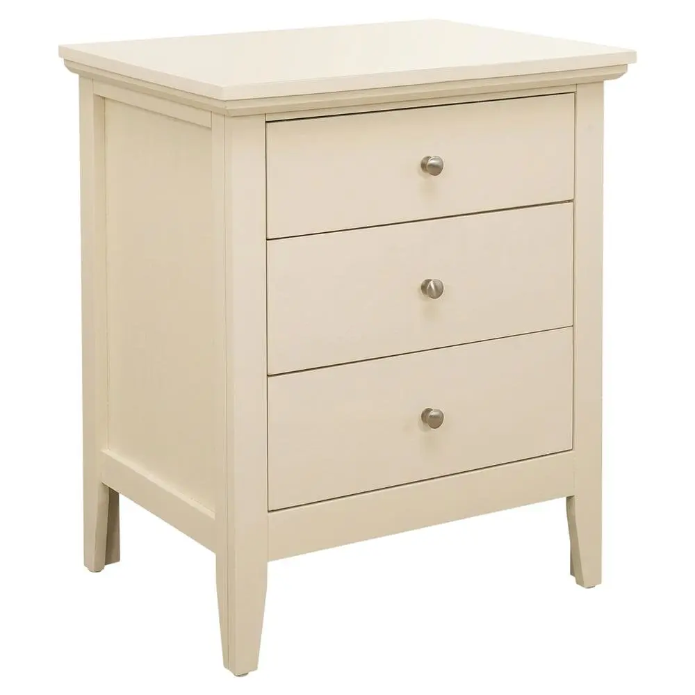 Beige Bedroom Nightstand with Dovetailed Drawers and Casual Style